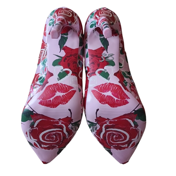 NWOT ALDO XOXO Lips & Roses Patent Stilettos Size 9 "HOT!" - Picture 13 of 16